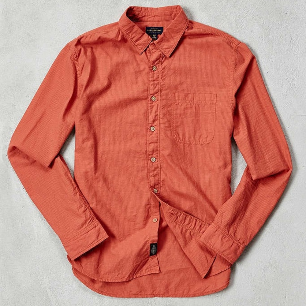 Urban Outfitters CPO Provisions Pinstripe Long-Sleeve Button-Up Collared Shirt